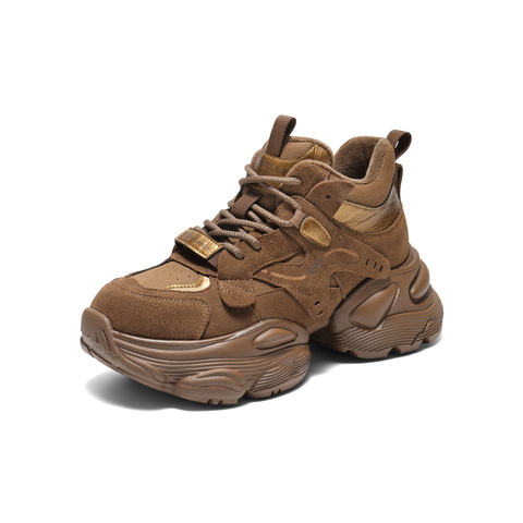 百丽运动风高帮老爹鞋女2025冬新厚底增高百搭休闲鞋B2921DM5