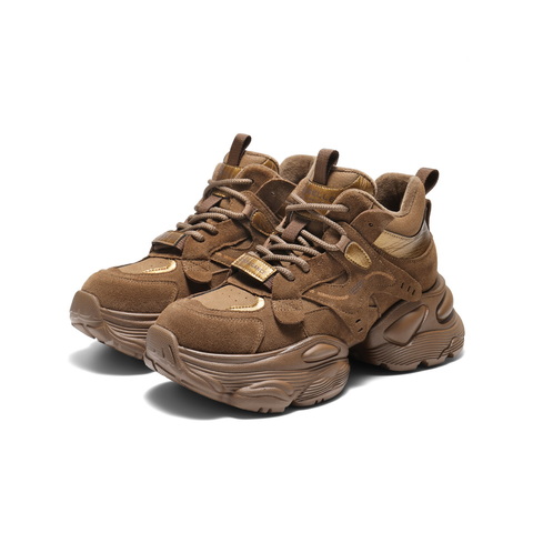 百丽运动风高帮老爹鞋女2025冬新厚底增高百搭休闲鞋B2921DM5