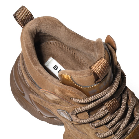 百丽运动风高帮老爹鞋女2025冬新厚底增高百搭休闲鞋B2921DM5