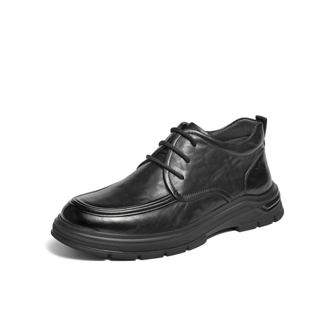 百丽高帮休闲皮鞋男2025新冬商场同款牛皮革厚底商务短靴8VY01DD5