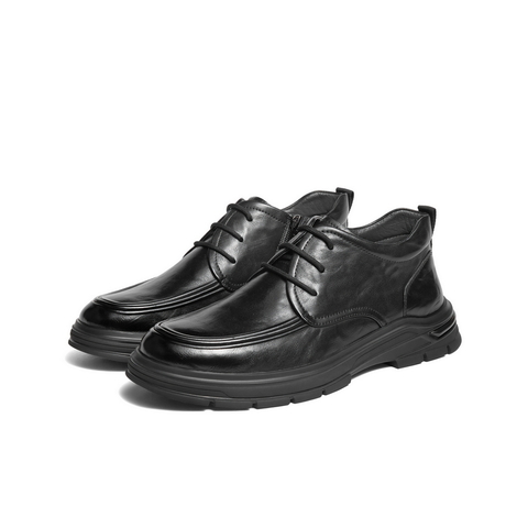 百丽高帮休闲皮鞋男2025新冬商场同款牛皮革厚底商务短靴8VY01DD5