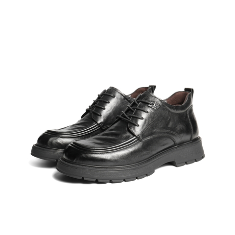 百丽高帮休闲皮鞋男2025新款冬季商场同款牛皮革厚底短靴8VU11DD5