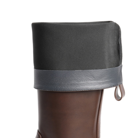 百丽简约质感弹力靴女2025冬新厚底增高弹力高筒靴B2916DG5