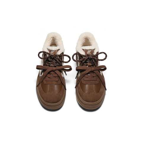 百丽复古撞色爱心高帮鞋女2025冬新厚底加绒保暖休闲板鞋B2936DM5