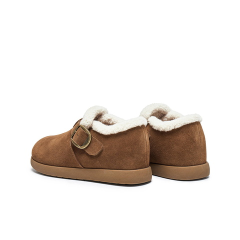 百丽复古内增高勃肯鞋女2025冬新商场同款加毛保暖休闲鞋E4Z1DDM5