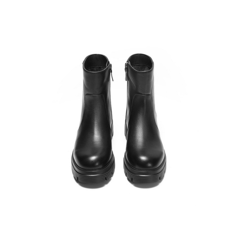 百丽极简时装靴女2025冬新商场同款真皮厚底增高百搭短靴E8Q1DDZ5