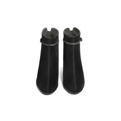 百丽简约优雅时装靴女2025冬新商场同款真皮粗跟气质短靴E8K1DDD5