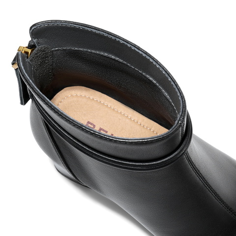 百丽简约优雅时装靴女2025冬新商场同款真皮粗跟气质短靴E8K1DDD5