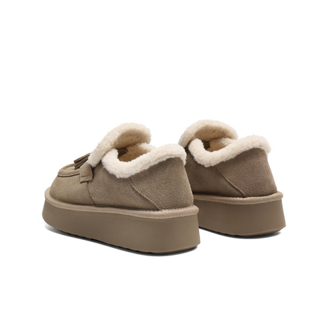 百丽民族风流苏毛毛鞋女2025冬新厚底增高加毛休闲鞋B2827DM5