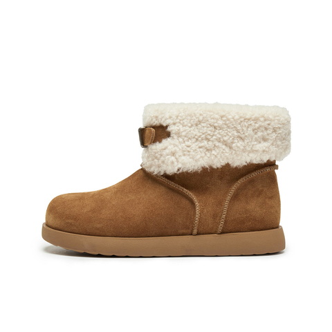 百丽绒绒靴筒雪地靴女2025冬新复古简约百搭保暖休闲短靴B2828DM5