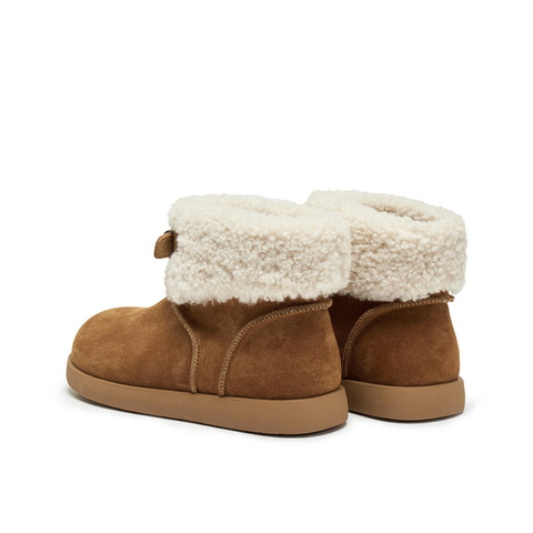 百丽绒绒靴筒雪地靴女2025冬新复古简约百搭保暖休闲短靴B2828DM5