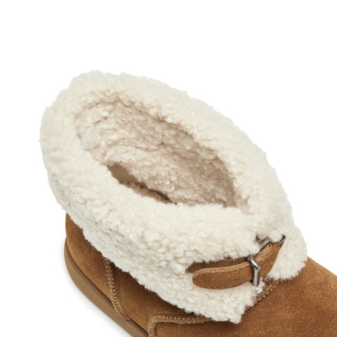 百丽绒绒靴筒雪地靴女2025冬新复古简约百搭保暖休闲短靴B2828DM5