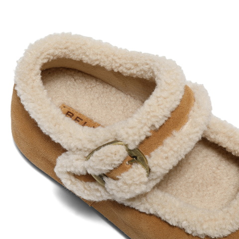 百丽复古毛边勃肯鞋女2025冬新厚底增高加毛玛丽珍鞋E1K1DDM5