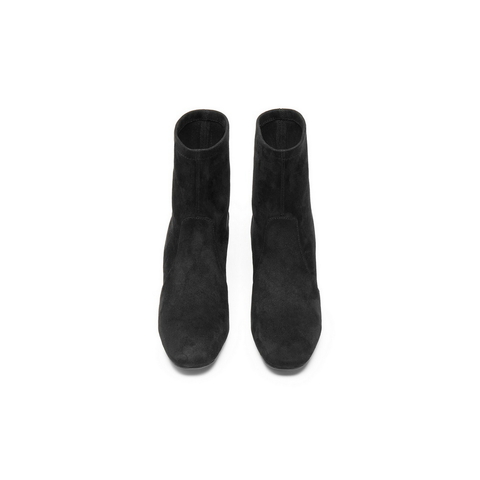 百丽复古气质时装靴女2025冬新商场同款优雅粗高跟短靴E5P1DDZ5