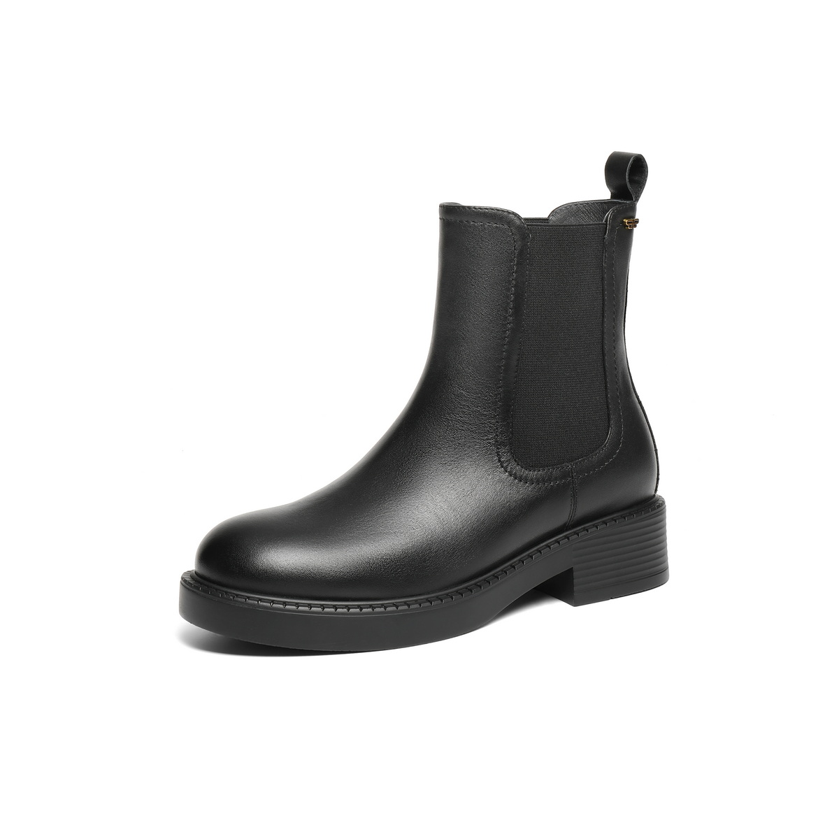 百丽复古切尔西靴女2025冬新商场同款真皮粗跟休闲短靴E8M1DDZ5