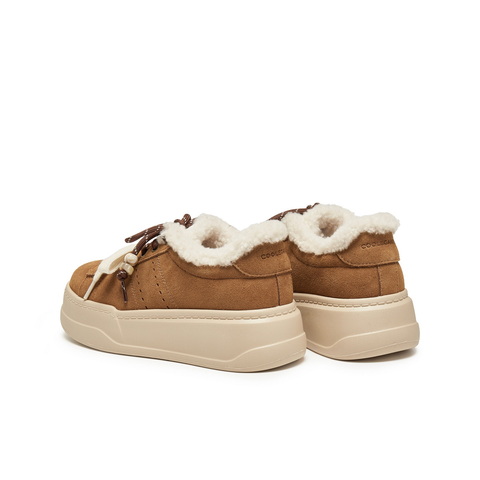 百丽复古双鞋带串珠毛毛鞋女2025冬新厚底增高加绒休闲鞋B2843DM5