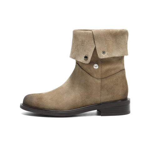 百丽复古两穿时装靴女2025冬新商场同款廓形显瘦西部靴3QF66DS5