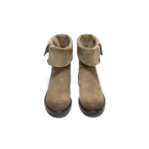 百丽复古两穿时装靴女2025冬新商场同款廓形显瘦西部靴3QF66DS5