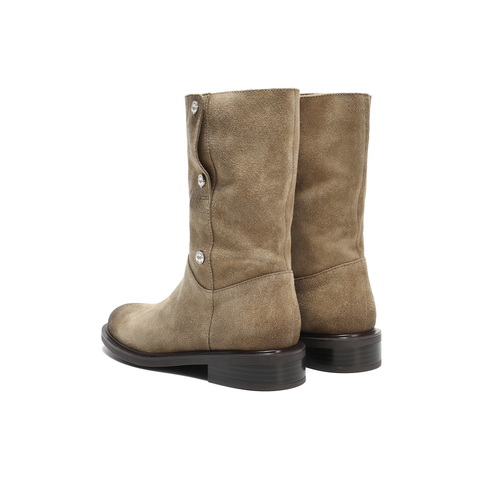 百丽复古两穿时装靴女2025冬新商场同款廓形显瘦西部靴3QF66DS5