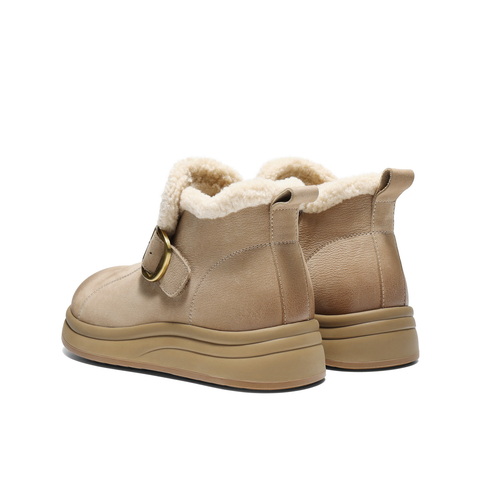 百丽复古鞋头擦色休闲靴女2025冬商场同款真皮厚底短靴E5D3DDD5