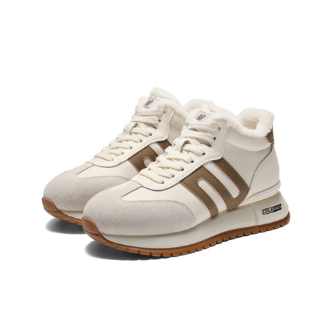 百丽复古跑道高帮鞋女2025冬新商场同款厚底加绒休闲鞋E6Q1DDD5