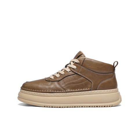 百丽复古潮搭高帮休闲鞋男2025新款冬季厚底增高板鞋8QZ11DD5