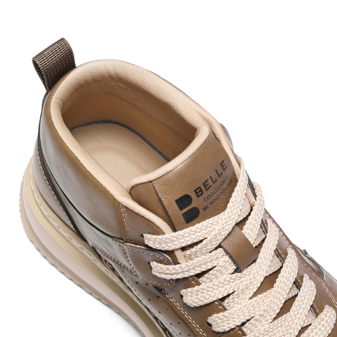 百丽复古潮搭高帮休闲鞋男2025新款冬季厚底增高板鞋8QZ11DD5