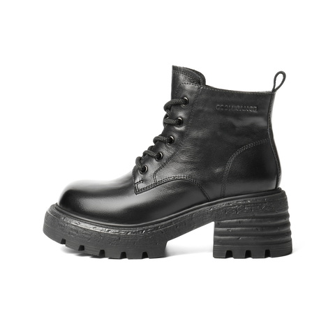 百丽复古擦色马丁靴女2025冬新商场同款真皮厚底休闲短靴B2942DD5