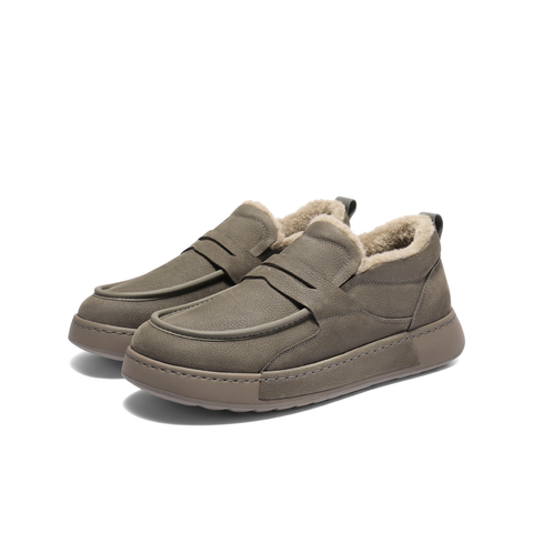 百丽舒适保暖休闲工装鞋男2025新款冬季牛皮革厚底毛毛鞋A2236DM5