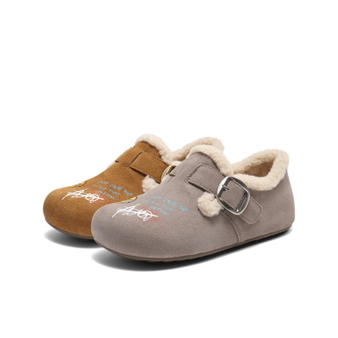 百丽SMILEY联名勃肯鞋女2025冬新舒适加毛艺术涂鸦毛毛鞋E7W1DDM5