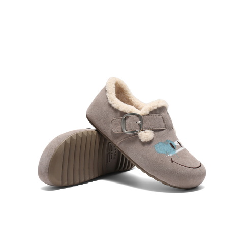 百丽SMILEY联名勃肯鞋女2025冬新舒适加毛艺术涂鸦毛毛鞋E7W1DDM5