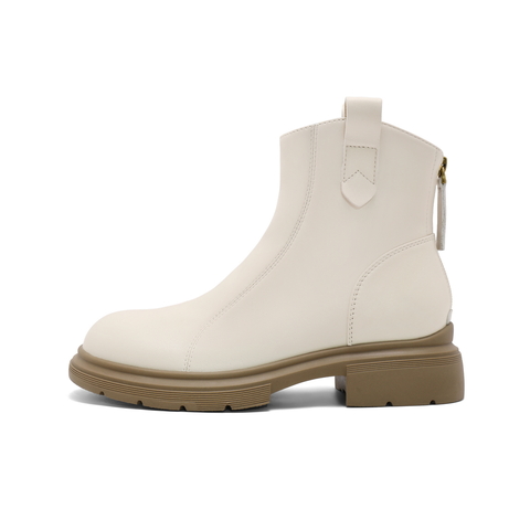 百丽舒适休闲靴女2025冬新商场同款真皮复古靴B7E1DDD5