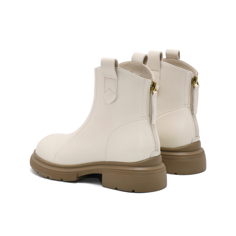 百丽舒适休闲靴女2025冬新商场同款真皮复古靴B7E1DDD5