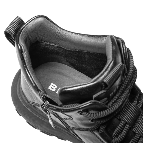 百丽高帮休闲运动鞋男2025新款冬季商场同款厚底户外短靴8YC01DD5