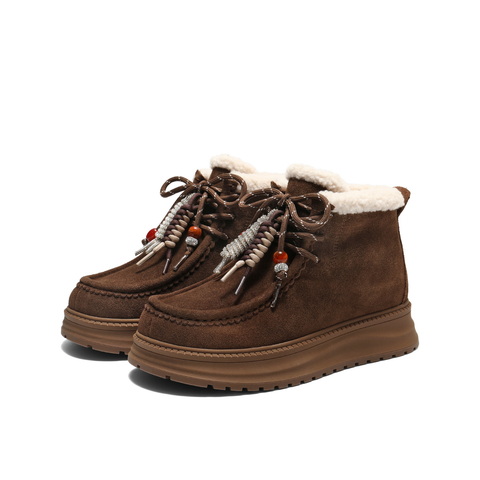 百丽时尚挂饰雪地靴女2025冬新商场同款厚底保暖休闲短靴E8S1DDD5