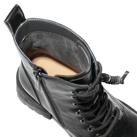 百丽编织绳马丁靴女2025冬新翘头复古短靴DY017DD5