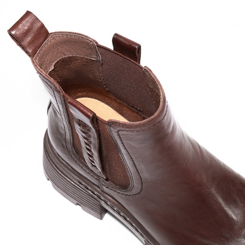 百丽擦色复古切尔西靴女2025冬新商场同款真皮厚底短靴F2K1DDD5