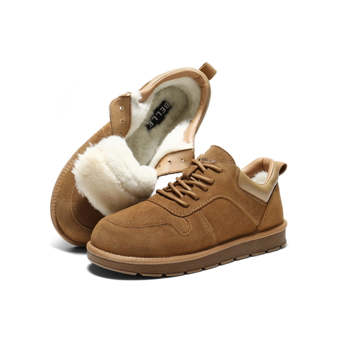 百丽户外休闲低帮雪地鞋男2025新款冬季厚实保暖鞋毛毛鞋A2258DM5