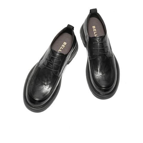 百丽厚底增高商务鞋男士2025新款冬季牛皮革通勤休闲皮鞋L6019DM5