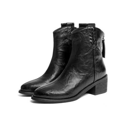 百丽简约利落时装靴女2025冬新气质高跟通勤时装短靴B2879DD5