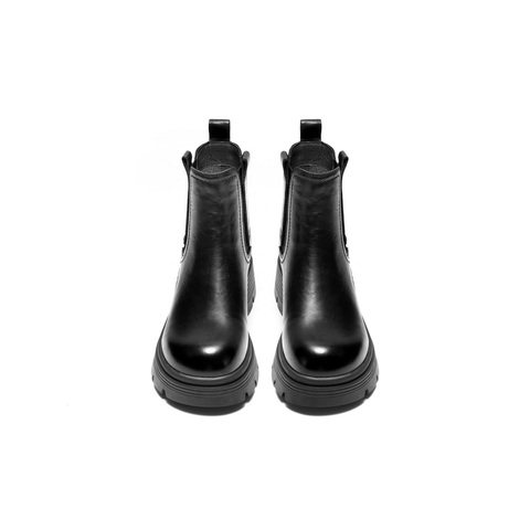 百丽擦色复古切尔西靴女2025冬新商场同款真皮厚底短靴F2K1DDD5