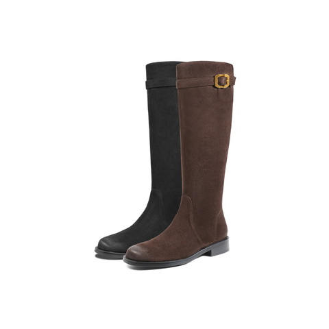 百丽复古绒面弹力靴女2025冬新商场同款气质显瘦弹力高靴3QFF2DG5