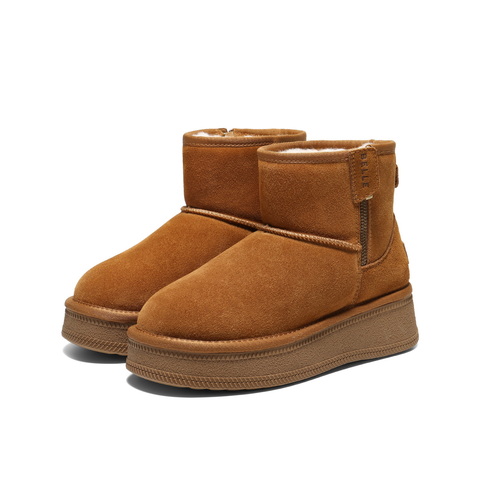 百丽复古厚底增高雪地靴女2025冬新加毛保暖百搭休闲短靴B2925DD5