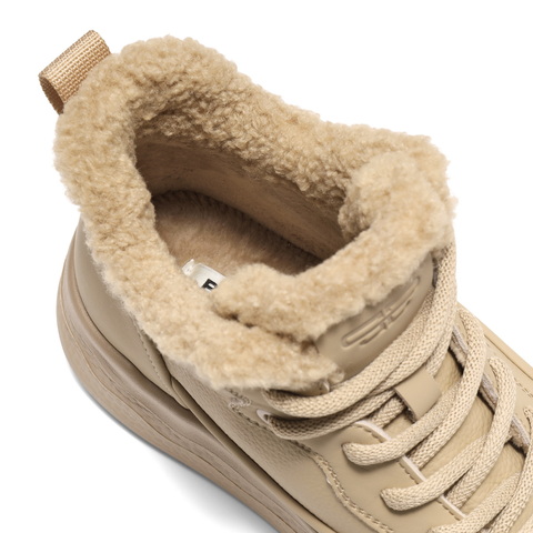 百丽波浪厚底高帮板鞋女2025冬新商场同款加绒保暖休闲鞋E6H1DDD5