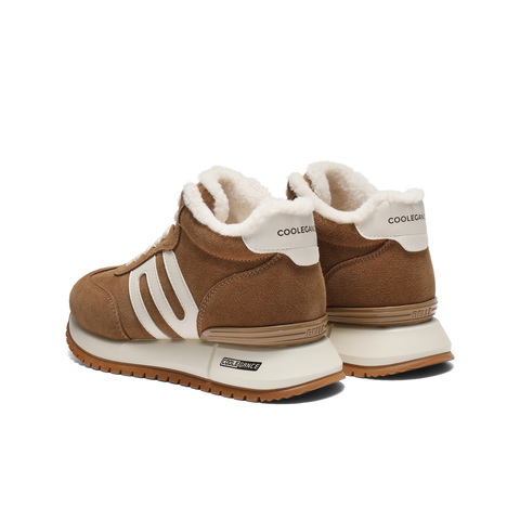 百丽复古跑道高帮鞋女2025冬新商场同款厚底加绒休闲鞋E6Q1DDD5