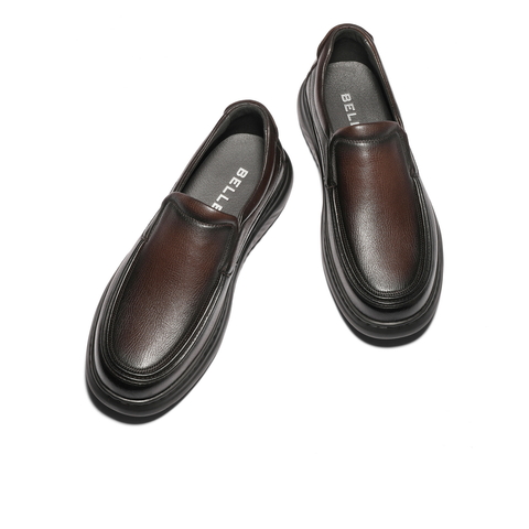 百丽一脚蹬商务鞋男2025新款冬商场款羊皮革厚底休闲皮鞋8YG01DM5