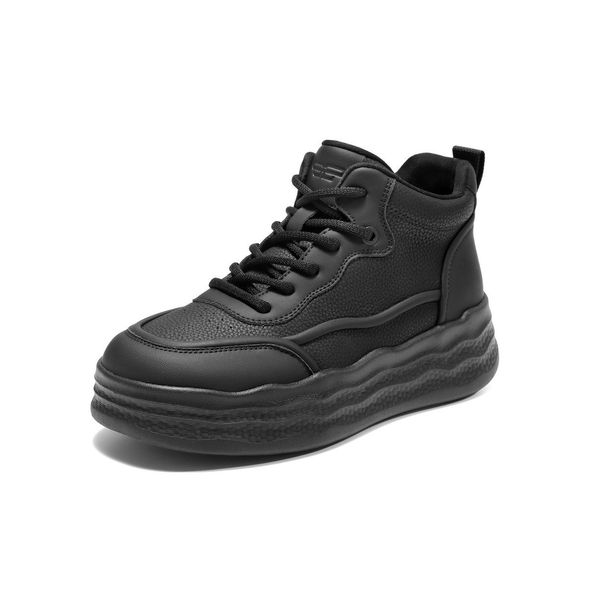 百丽小众波浪底高帮休闲鞋女2025冬新商场同款百搭休闲靴E6H1DDD5