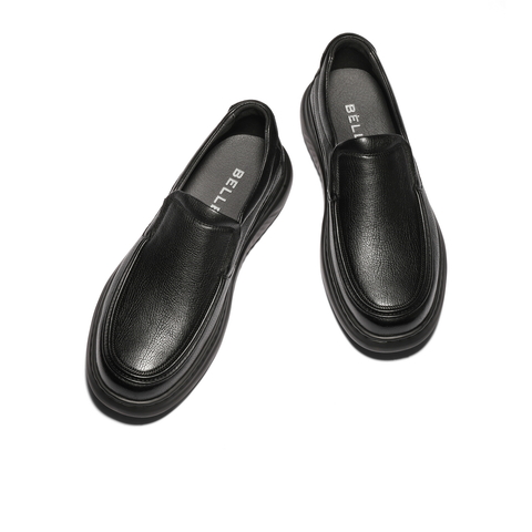 百丽一脚蹬商务鞋男2025新款冬商场款羊皮革厚底休闲皮鞋8YG01DM5