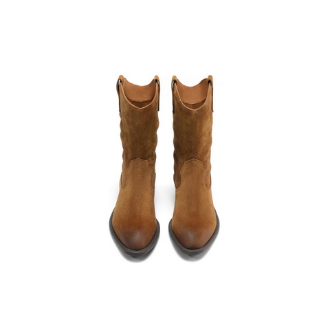 百丽时尚高跟西部靴女2025冬新商场同款利落尖头高靴BDU60DZ5