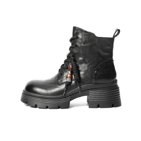 百丽厚底增高马丁靴女2025冬新商场同款真皮串珠时尚短靴F2T1DDD5